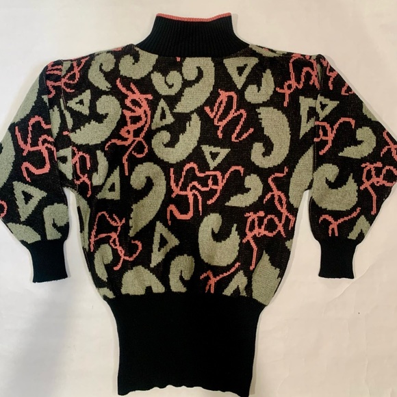 Vintage MONDI Wool Blend Sweater: 80s Abstract Art Design - Picture 5 of 10